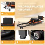 Pilates Reformer, Foldable Pilates Machine with Jump Board & Pilates Box (4 Springs & 5 Resistance Cords) for Home Gym Workout, Pilate Equipment Kit for Beginners & Advanced Users, Up to 500 LBS