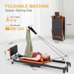 Pilates Reformer, Foldable Pilates Machine with Jump Board & Pilates Box (4 Springs & 5 Resistance Cords) for Home Gym Workout, Pilate Equipment Kit for Beginners & Advanced Users, Up to 500 LBS