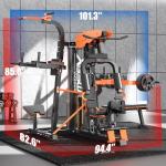 XGSW Multi-Function Home Gym Workout Station, Featuring a Pulley System, arm Trainer, and Leg Trainer for Full-Body Workouts. (L03-3Three-Person Fitness Station Only)