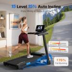 MERACH Treadmills for Home with Incline 0%-15%, 300 LBS Capacity Double Deck Foldable Treadmill with Incline, 0.5-7.5MPH Quiet 2.5HP Brushless Incline Treadmill LED Display with Smart APP