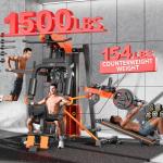 XGSW Multi-Function Home Gym Workout Station, Featuring a Pulley System, arm Trainer, and Leg Trainer for Full-Body Workouts. (L03-3Three-Person Fitness Station Only)