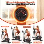 Elliptical Machine, Elliptical Exercise Machine for Home with Hyper-Quiet Magnetic Driving System, Elliptical Trainer with 15.5IN Stride, 14 Resistance Levels, 300LBS Loading Capacity