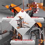 XGSW Multi-Function Home Gym Workout Station, Featuring a Pulley System, arm Trainer, and Leg Trainer for Full-Body Workouts. (L03-3Three-Person Fitness Station Only)