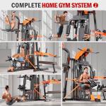 XGSW Multi-Function Home Gym Workout Station, Featuring a Pulley System, arm Trainer, and Leg Trainer for Full-Body Workouts. (L03-3Three-Person Fitness Station Only)