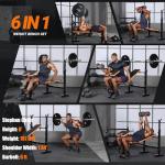 YOLEO 6 in 1 Weight Bench Set for Home Gym, Adjustable & Foldable Weight Bench, Workout Bench with Squat Rack for Bench Press Sit up Incline Flat Decline
