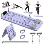 JANUA Pilates Board - Pilates Reformer Set, Multi-Purpose Foldable Pilates Reformer Board for Home, 5 in 1 Pilates Sliding Board (Purple Set)