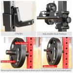 Power Cage Multi-Function Power Rack with Cable Crossover System,1800 LBS Capacity Squat Rack with Weight Bench,for Home Gym (Black, L02+Weight Bench+（Pole+Cast Iron） 248LBS)