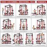 Power Cage Multi-Function Power Rack with Cable Crossover System,1800 LBS Capacity Squat Rack with Weight Bench,for Home Gym (Black, L02+Weight Bench+（Pole+Cast Iron） 248LBS)