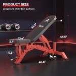 STACOO Weight Bench, Adjustable Workout Bench for Home Gym Full Body Workout, 1300LBS Weight Capacity Bench Press, Flat/Incline/Decline Bench with 33" Extra-Long Backrest & Wheels