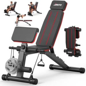 JOROTO Adjustable Weight Bench for Home Gym, 1000 LBS Capacity, Foldable Incline Decline Flat Workout Bench with Leg Extension & Back Extension, Exercise Preacher Curl Bench for Full Body Training