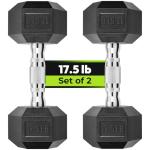 Hex Dumbbell Rubber Encased Strength Training Dumbbells, Hand Weight For Workout & Exercise/Pair of 17.5LB