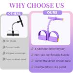 Pedal Resistance Bands with Handles, Durable 6-Tubes Multifunction Pedal Resistance Band, Natural Rubber Foot Pedal Resistance Bands, Fitness Resistance Bands for Abdomen, Waist, Arm, Leg (Purple)