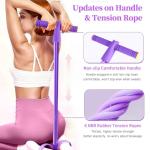 Pedal Resistance Bands with Handles, Durable 6-Tubes Multifunction Pedal Resistance Band, Natural Rubber Foot Pedal Resistance Bands, Fitness Resistance Bands for Abdomen, Waist, Arm, Leg (Purple)