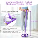 Pedal Resistance Bands with Handles, Durable 6-Tubes Multifunction Pedal Resistance Band, Natural Rubber Foot Pedal Resistance Bands, Fitness Resistance Bands for Abdomen, Waist, Arm, Leg (Purple)