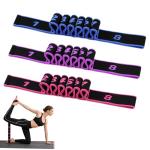 Fitness Resistance Bands with Handles, Adjustable Stretching & Yoga Band for Full Body, 8-Section Elastic Training Band with Clear Marking for Yoga, Stretching, Pilates (（Purple + Blue + Pink）)