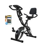 BARWING Stationary Exercise Bike for Home with App,5 IN 1 Foldable Indoor Cycling Bike for Seniors, 350LB Capacity, 6.6 LBS Flywheel，16-Level Magnetic Resistance, Seat Backrest Adjustments