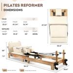 VitaCu Pilates Reformer, Wooden Foldable Pilates Machine for Home Use, All-in-One Studio Equipment with 6 Springs, Jump Board, Sitting Box & Accessories, Supports 500lbsa 3t1