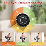 BARWING Stationary Exercise Bike for Home with App,5 IN 1 Foldable Indoor Cycling Bike for Seniors, 350LB Capacity, 6.6 LBS Flywheel，16-Level Magnetic Resistance, Seat Backrest Adjustments