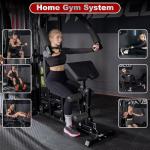 Gymusclo Multi-Functional Home Gym Workout Equipment, All-in-One Smith Machine w/150lbs Weight Stack&Cable Crossover, Leg Press, PEC Fly, LAT, Squat, Heavy Duty Full Body Training for Family, Black