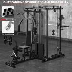 Gymusclo Multi-Functional Home Gym Workout Equipment, All-in-One Smith Machine w/150lbs Weight Stack&Cable Crossover, Leg Press, PEC Fly, LAT, Squat, Heavy Duty Full Body Training for Family, Black