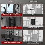 Gymusclo Multi-Functional Home Gym Workout Equipment, All-in-One Smith Machine w/150lbs Weight Stack&Cable Crossover, Leg Press, PEC Fly, LAT, Squat, Heavy Duty Full Body Training for Family, Black