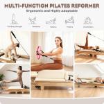 VitaCu Pilates Reformer, Wooden Foldable Pilates Machine for Home Use, All-in-One Studio Equipment with 6 Springs, Jump Board, Sitting Box & Accessories, Supports 500lbsa 3t1