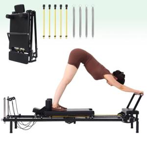 Fairgom Foldable Pilates Reformer Machine, Dual Resistance with Springs and Cords, Pilates Equipment for Home and Gym Use, Suitable for Advanced and Beginners Users, Up to 400 lbs Capacity