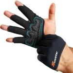 SueStar Partial Weight Lifting Gloves, 3/4 Finger Workout Gloves for Men Women, Full Palm Protection & Silicone Grip Gym for Weightlifting Exercise Fitness Smartwatch Friendly (Black, Small)