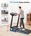 CIIHI Treadmill with Auto Incline - Adjustable Height Handrail 15% Auto Incline Treadmill with 400 lbs Capacity - Foldable Running Machine for Home with APP, Voice Control and Speaker - 8.7 MPH