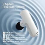 HEYCHY Super Mini Massage Gun Deep Tissue with 5 Speeds, Small Travel Size Percussion Muscle Massager for Pain Relief with 4 Attachments, Handheld Portable Massager Gun for Man & Women, White