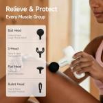 HEYCHY Super Mini Massage Gun Deep Tissue with 5 Speeds, Small Travel Size Percussion Muscle Massager for Pain Relief with 4 Attachments, Handheld Portable Massager Gun for Man & Women, White