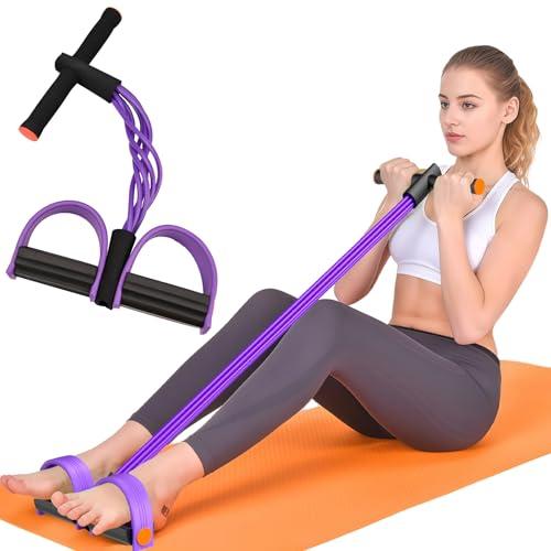 Hacole Resistance Bands with Handle, 6-Tube Elastic Foot Pedal Resistance Band, Natural Rubber Ankle Puller Sit-up Exercise, Multifunction Fitness Band for Abdomen, Waist, Arm, Leg Stretching Training