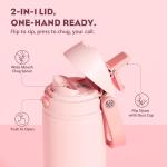 POWCAN 24 oz Insulated Water Bottle for Sports: 2-in-1 Lid with Push-Button Spout & Quick-Flip Straw, Leakproof, Car Cupholder Friendly, Stainless Steel for Gym, School, Travel (Cotton Candy)