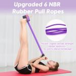 Hacole Resistance Bands with Handle, 6-Tube Elastic Foot Pedal Resistance Band, Natural Rubber Ankle Puller Sit-up Exercise, Multifunction Fitness Band for Abdomen, Waist, Arm, Leg Stretching Training