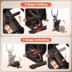 YOSUDA Compact Elliptical Machine Only 2 sq ft, 15IN Stride Foldable Elliptical for Home, Folding Elliptical Exercise Machine, Elliptical Cross Trainer with 16 Magnetic Resistance Levels