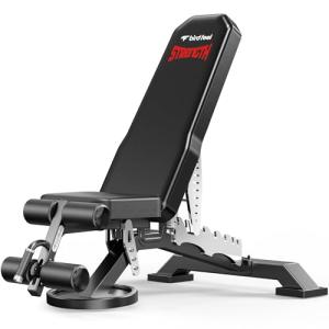 Birdfeel Commercial Adjustable Weight Bench, 1800LBS Heavy Duty Workout Bench for Home Gym Strength Training, Removable Leg Holder for Flat/Incline/Decline Sit Up & Full Body Workout, Black Red