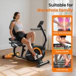Recumbent Exercise Bike for Home Use, Quiet Recumbent Stationary Bikes for Adults & Seniors, 16-Level Resistance, Adjustable Seat, Supports 400LB, Pulse Sensors & LCD Display (Orange-Black)