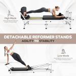 GOIMU Pilates Reformer, 91" Foldable Reformer Pilates Machine with High & Low Mode, 3 in 1 Pilates Equipment for Home Use with Springs & Cords and Jumpboard