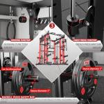 Smith Machine with Cable Crossover System, Multi-Function Power Cage Squat Rack for Home Gym, Power Rack and Packages Weight Sets. (Black, L04-Smith Machine+Bench+(Pole+Cast lron) 250LBS)