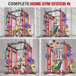 Smith Machine with Cable Crossover System, Multi-Function Power Cage Squat Rack for Home Gym, Power Rack and Packages Weight Sets. (Black, L04-Smith Machine+Bench+(Pole+Cast lron) 250LBS)
