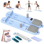 Nicoler Portable Pilates Reformer - Pilates Board 8-in-1 Multi-Functional Pilates Equipment with Workout Cards, 20lbs + 30lbs Resistance Bands, Ankle Straps for Home Workout, Fitness, Abs(Blue)