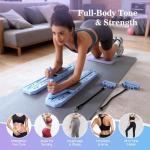 Nicoler Portable Pilates Reformer - Pilates Board 8-in-1 Multi-Functional Pilates Equipment with Workout Cards, 20lbs + 30lbs Resistance Bands, Ankle Straps for Home Workout, Fitness, Abs(Blue)