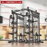 XGSW XINGESIWR Multi-Purpose Squat Rack,Smith Machine Weight Rack Set with Cable Crossover System, Home Gym Power Racks, Power Racks and Packages (L04, Power cage Black+Bench+Cast lron 184LBS)