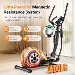 Elliptical Exercise Machine, Magnetic Resistance Elliptical Machine for Home Trainer with Hyper-Quiet Drive, 17.2IN Stride, LCD Monitor Support, 300LBS Weight Capacity (YE40)