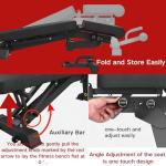 YOUTEN 1300 LB Weight Bench Heavy Capacity | 9-4-4 90° Adjustable Incline Decline Exercise Chair for Home Gym More Stable and Durable | Foldable Training Lifting Bench | Dragon Flag Handle for Abdominal Arm Workout