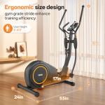 Elliptical Exercise Machine, Magnetic Resistance Elliptical Machine for Home Trainer with Hyper-Quiet Drive, 17.2IN Stride, LCD Monitor Support, 300LBS Weight Capacity (YE40)