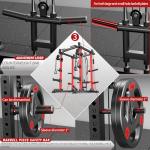 Power Cage Multi-Function Power Rack with Cable Crossover System,1800 LBS Capacity Squat Rack with Weight Bench,for Home Gym (Black, L02+Weight Bench+（Pole+Cast Iron） 248LBS)