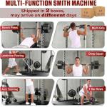 OPPSDECOR All-in-One Adjustable Smith Machine with LAT-Pull Down System Multi-Function Power Cage for Home Gym Cable Crossover Squat Rack of Workout Machine Training Equipment with Attachments