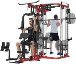 FAGUS H All in One Home Gym System Workout Station, Multi-Function Smithe Machine Power Cage with Cable Crossover, Tripe-Sided Independent Load Posts, Smithe Trainer for Full Body Training, Black Red