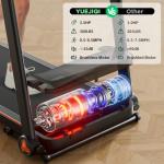 YUEJIQI Treadmill with 0-15% Auto Incline, 3.5HP Quiet Brushless Foldable Treadmills for Home, Small Space Portable Running Walking Machine, 300 Lbs Capacity with Bluetooth APP & Pulse Monitor